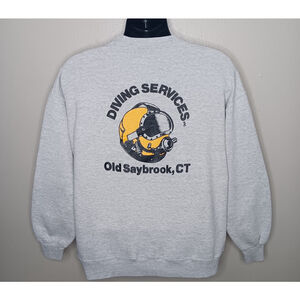 Vintage 90s Old Saybrook Diving Service Adult XL Sweatshirt Gray Jerzees USA